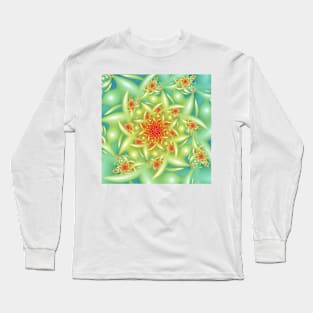 Red and Green Flower Fractal Long Sleeve T-Shirt